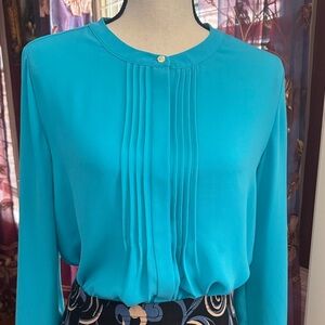 Banana Republic Teal Pleated Blouse